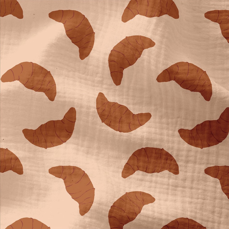 Printed Double Gauze CROISSANT2 Bisque / Pink
